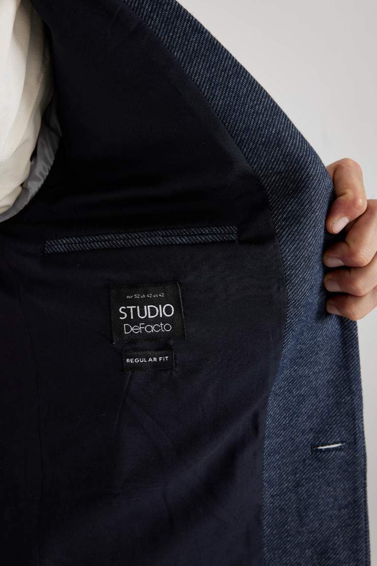 Regular Fit Ceket Yaka Astarlı Düğme Kapamalı Cepli Blazer Ceket