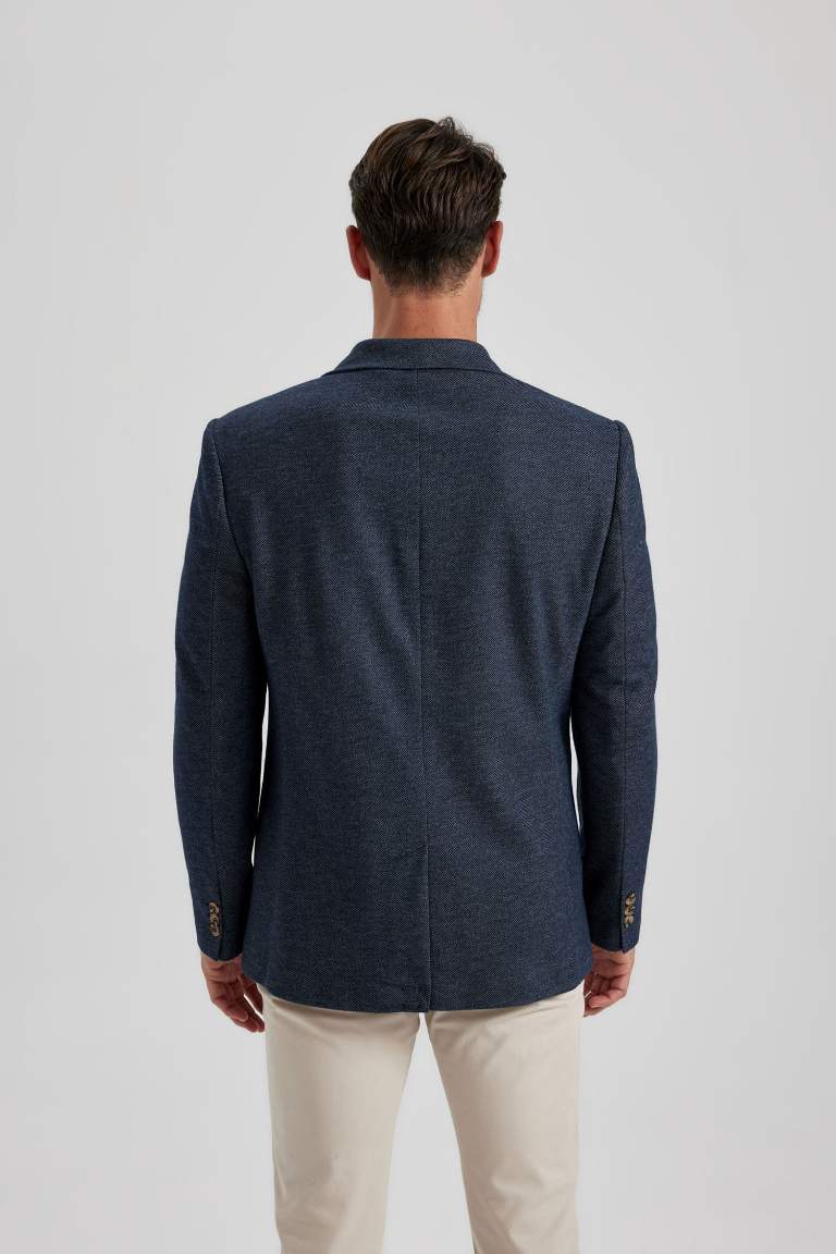 Regular Fit Ceket Yaka Astarlı Düğme Kapamalı Cepli Blazer Ceket