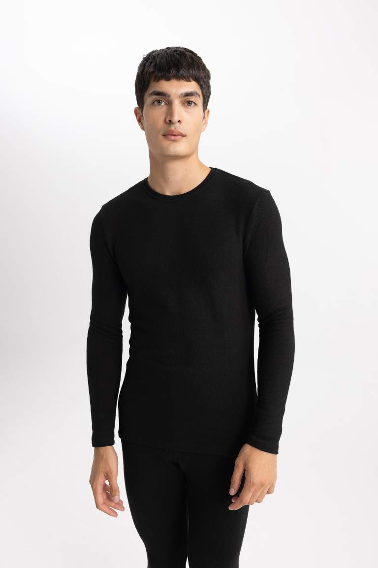 Slim Fit Dar Kesim Bisiklet Yaka Termal Üst