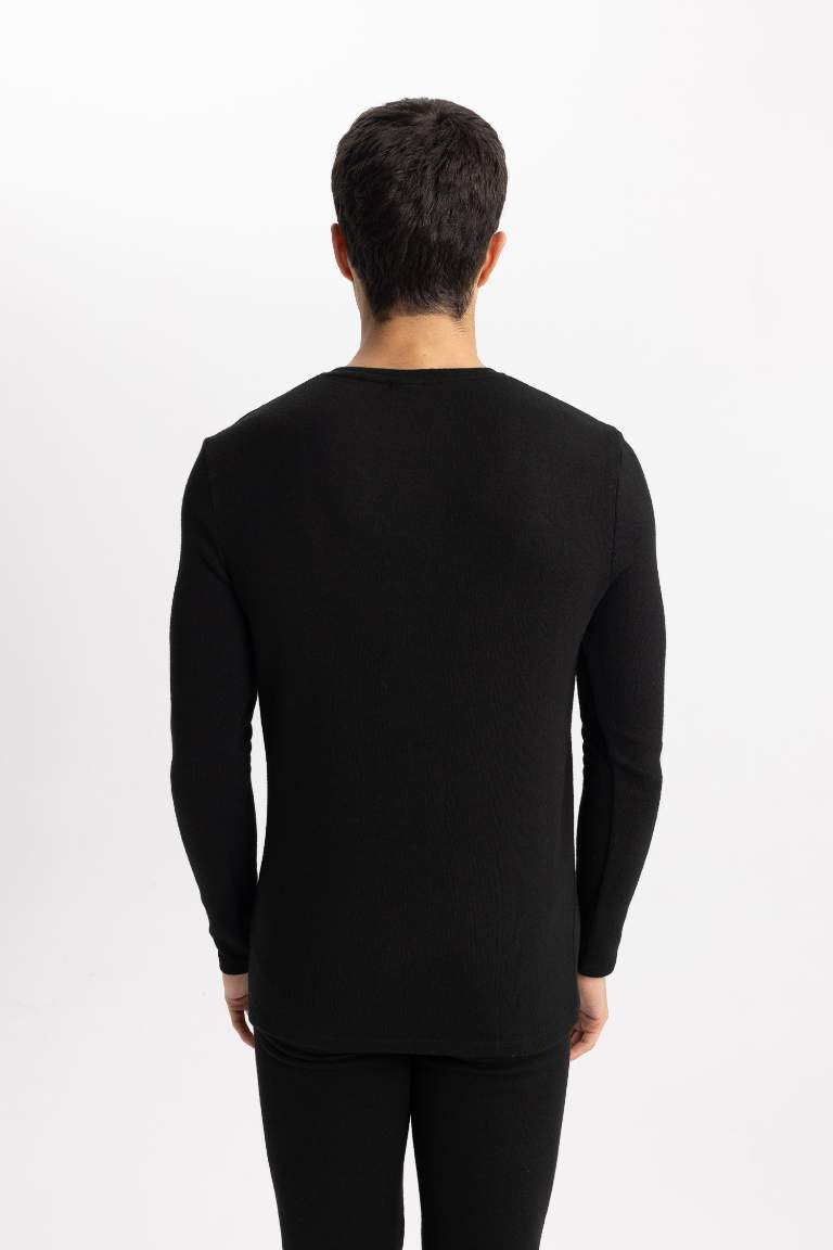Slim Fit Dar Kesim Bisiklet Yaka Termal Üst