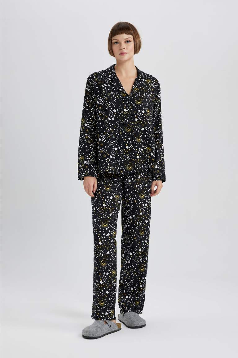 Fall in Love Esnek Belli Uzun Boy Viskon Pijama Altı