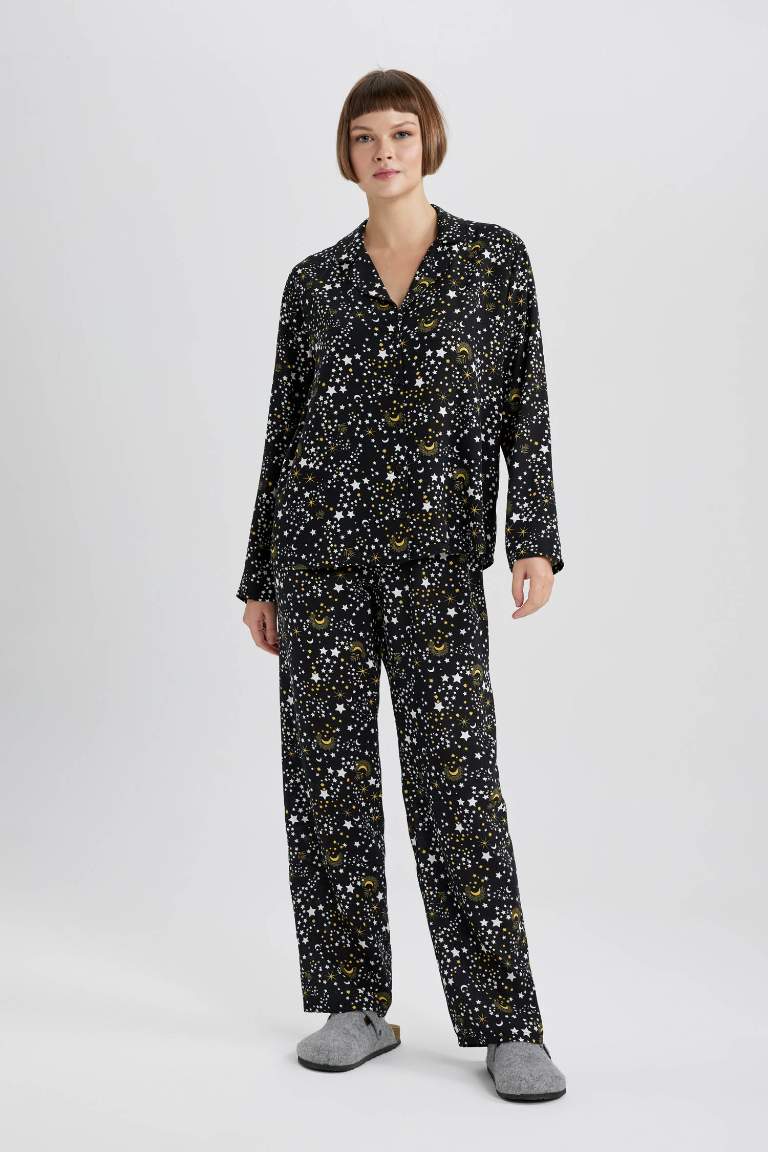 Fall in Love Esnek Belli Uzun Boy Viskon Pijama Altı