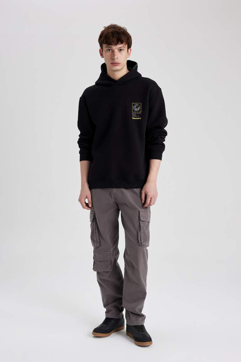 Relax Fit Kargo Cepli Düz Paça Gabardin Pantolon