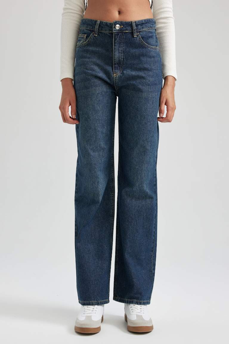 90's Wide Leg Yüksek Bel Geniş Paça Uzun Jean Pantolon