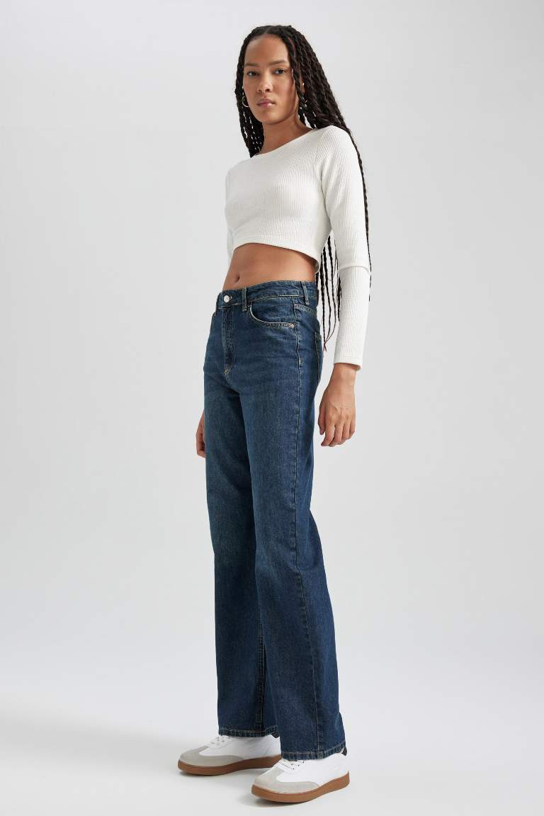 90's Wide Leg Yüksek Bel Geniş Paça Uzun Jean Pantolon
