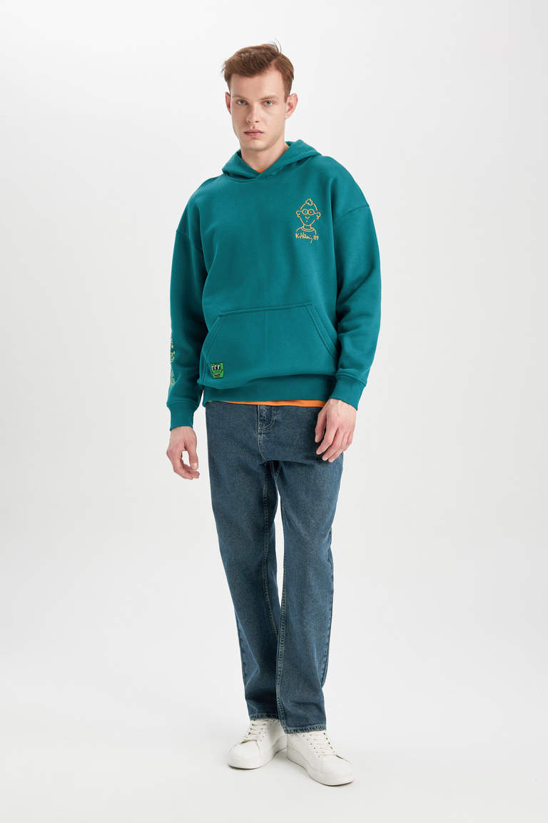Green MAN Keith Haring Oversize Fit Hooded Sweatshirt 2943831 | DeFacto