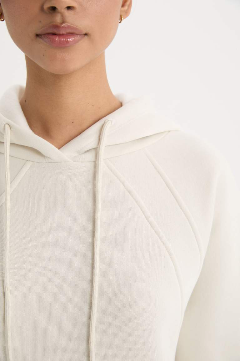 DeFactoFit Oversize Geniş Kalıp Kapüşonlu Kanguru Cepli Kalın Sporcu Sweatshirt