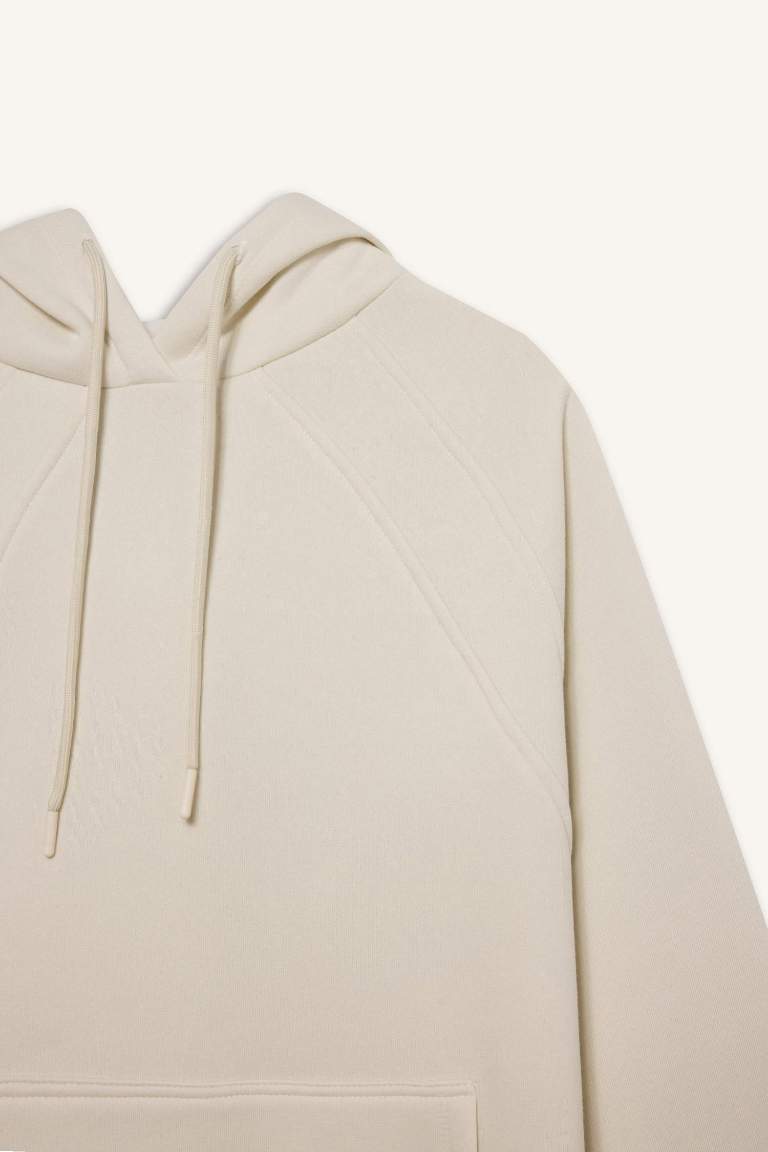 DeFactoFit Oversize Geniş Kalıp Kapüşonlu Kanguru Cepli Kalın Sporcu Sweatshirt