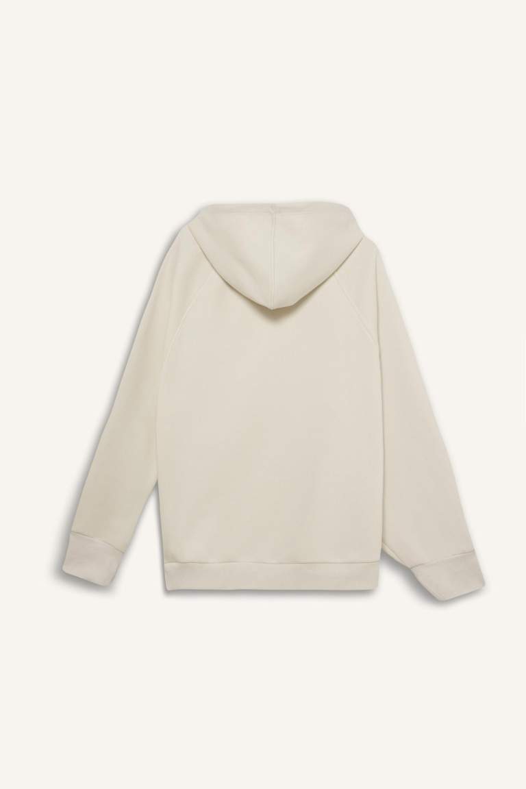 DeFactoFit Oversize Geniş Kalıp Kapüşonlu Kanguru Cepli Kalın Sporcu Sweatshirt
