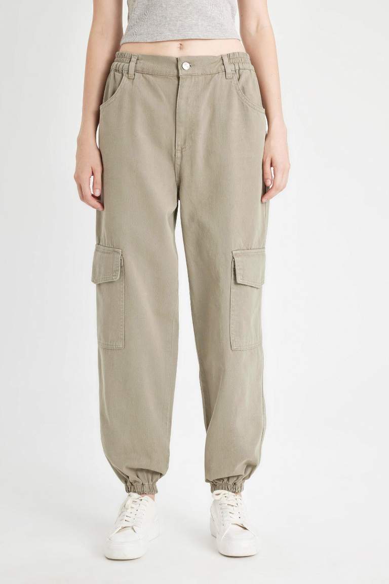 Coool Gabardin Jogger Pantolon Normal Bel Basic Düz Kargo Cepli