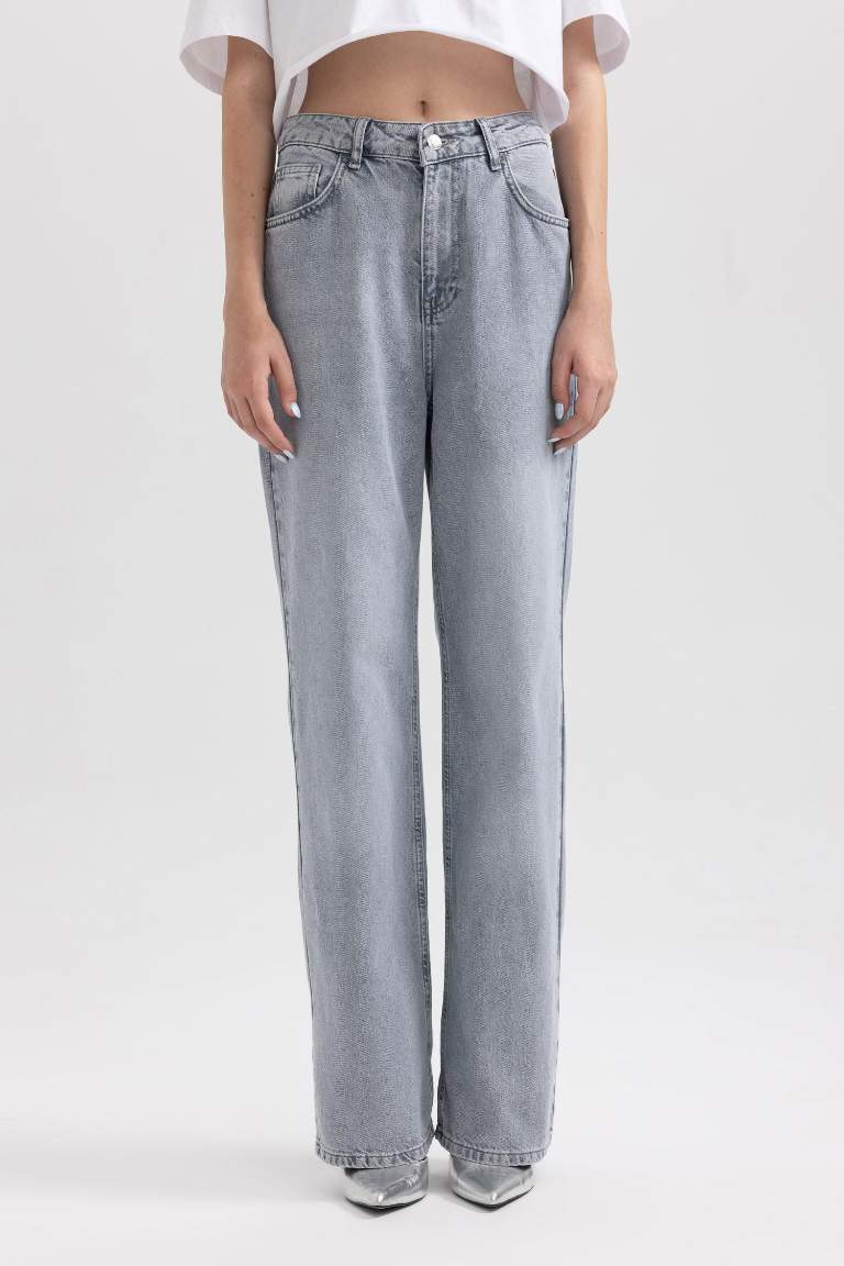 90's Wide Leg Yüksek Bel Geniş Paça Uzun Jean Pantolon