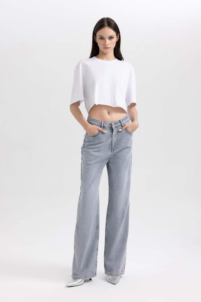 90's Wide Leg Yüksek Bel Geniş Paça Uzun Jean Pantolon