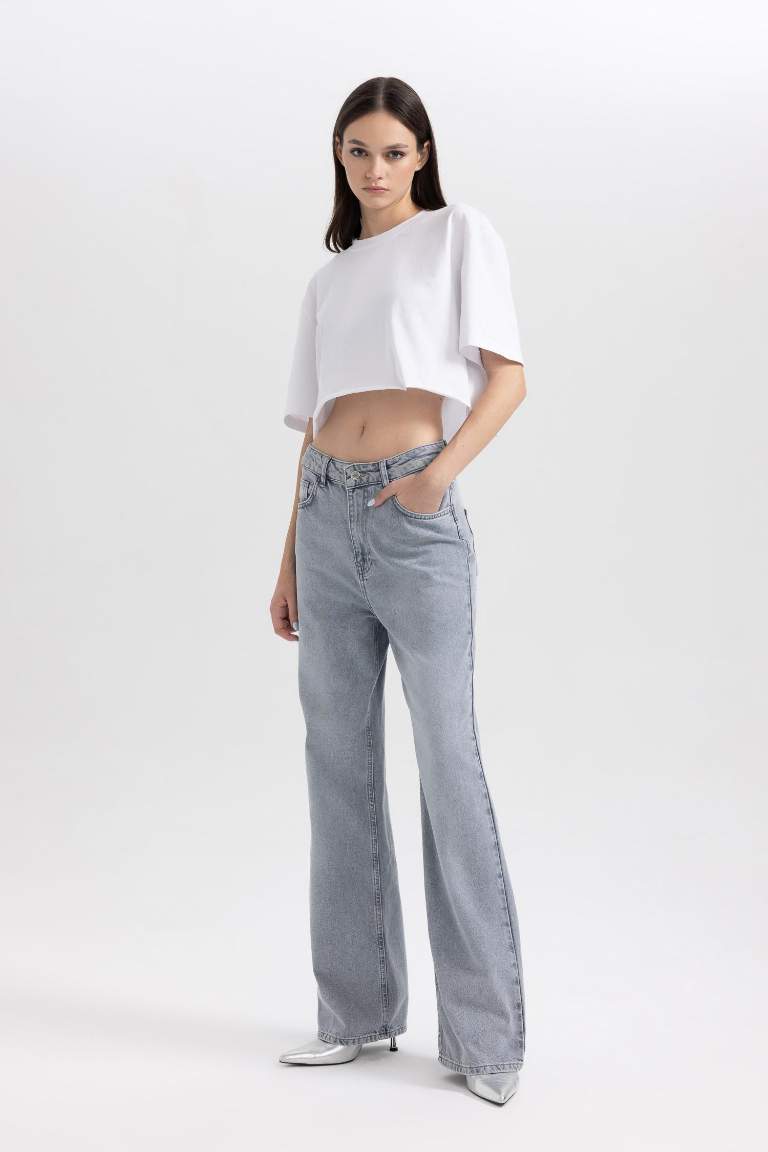 90's Wide Leg Yüksek Bel Geniş Paça Uzun Jean Pantolon