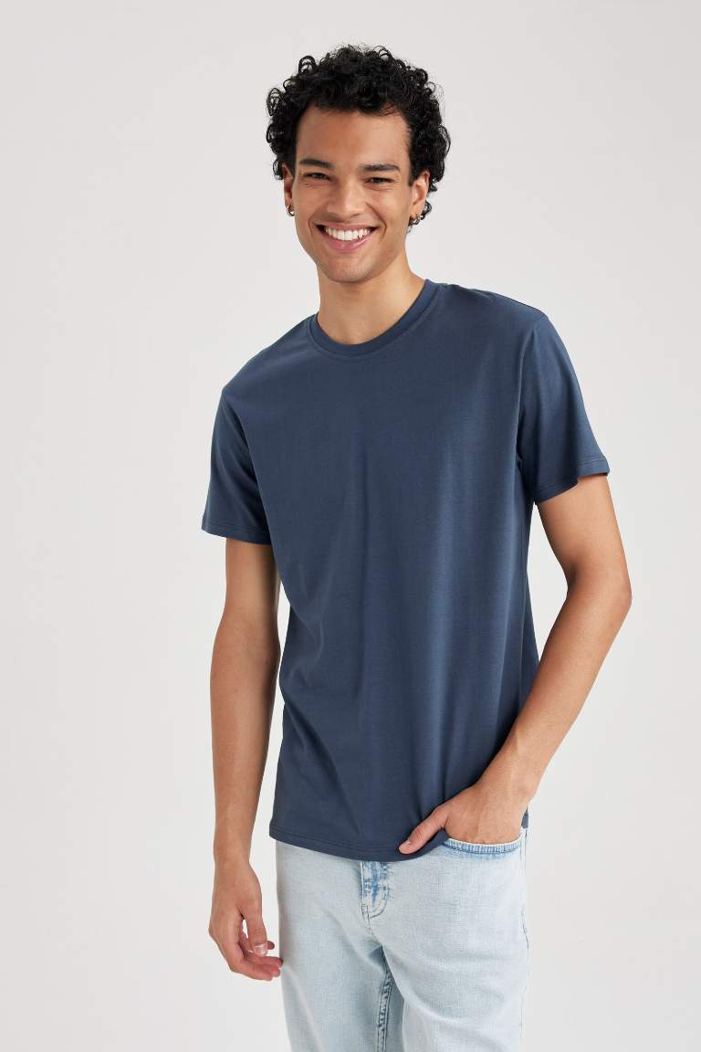 Slim Fit Crew Neck Basic Cotton T-Shirt