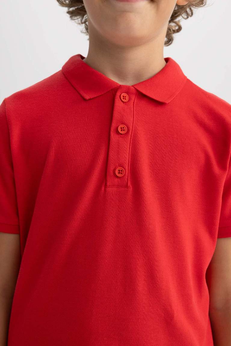 Boy Regular Fit Polo Collar Pique Polo T-Shirt