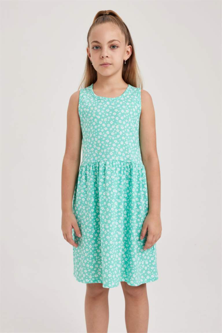 Girl Patterned Cotton Sleeveless Dress