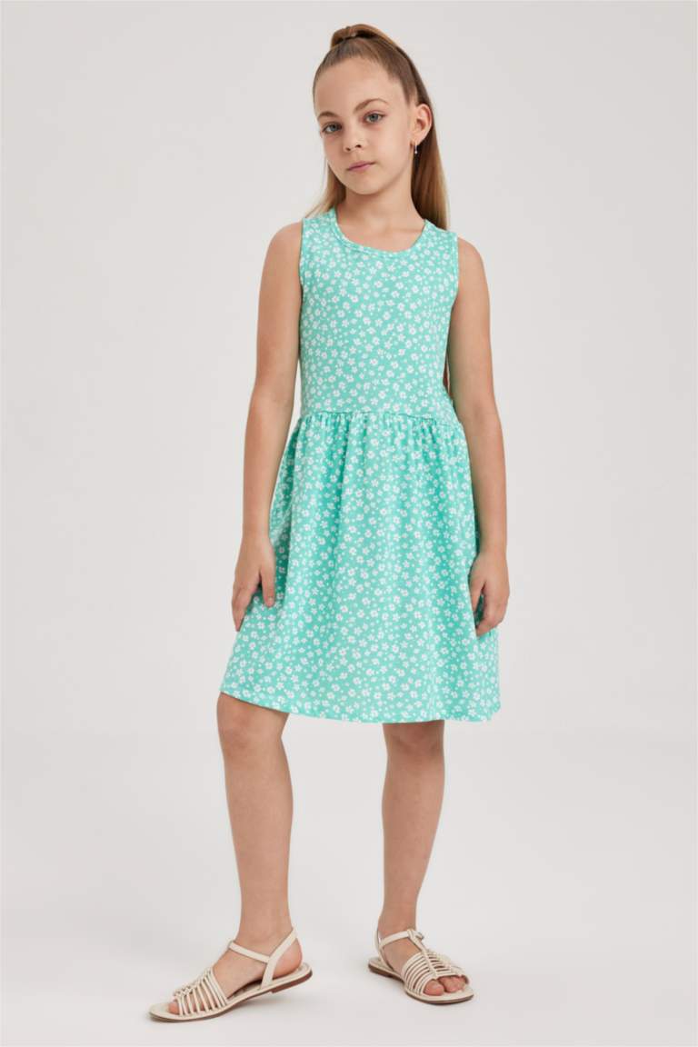 Girl Patterned Cotton Sleeveless Dress