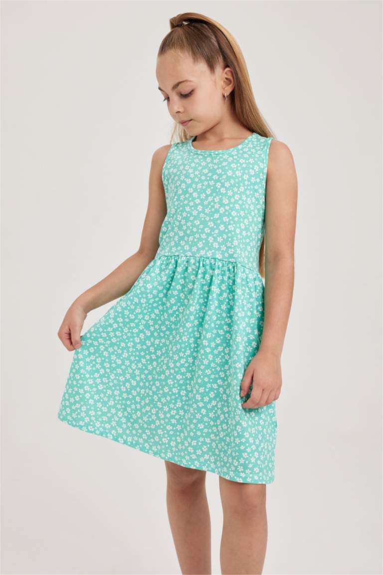 Girl Patterned Cotton Sleeveless Dress