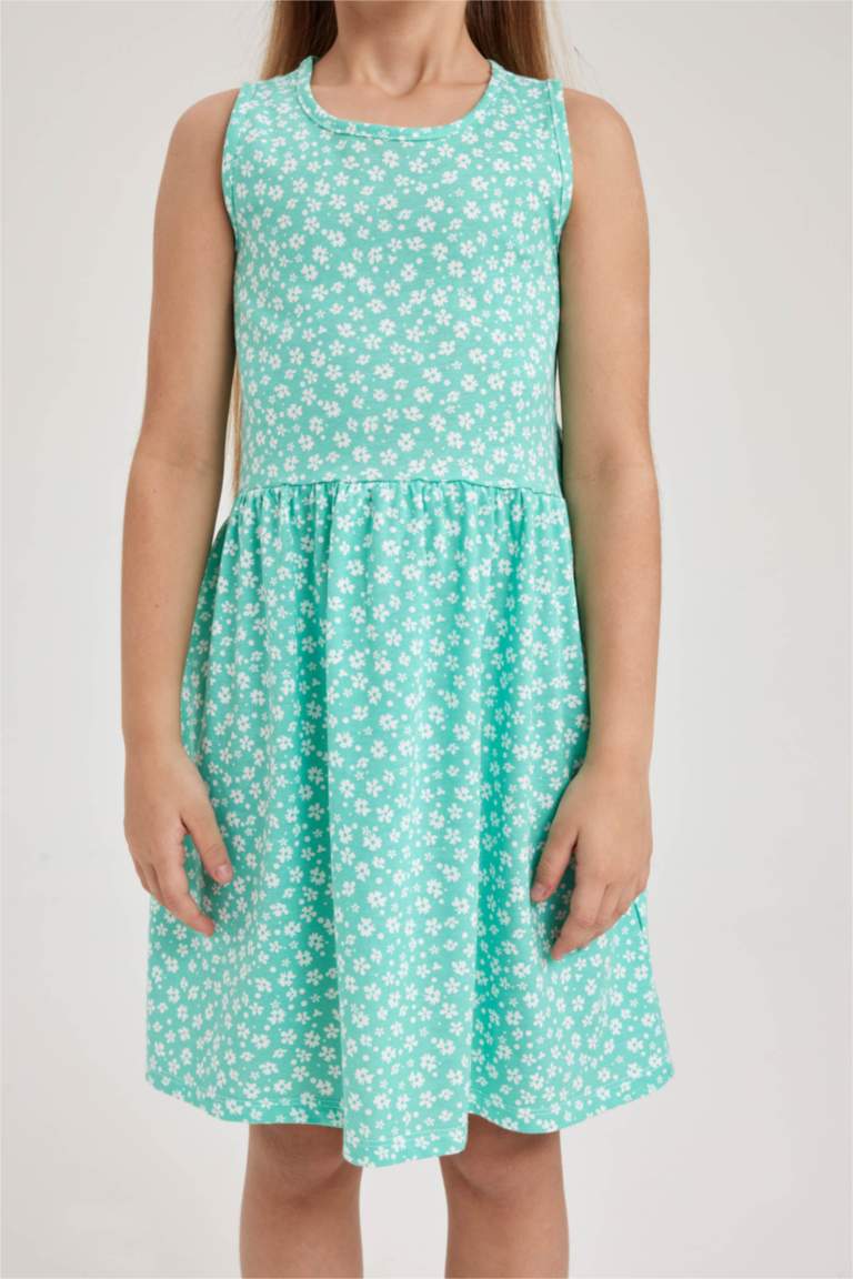 Girl Patterned Cotton Sleeveless Dress