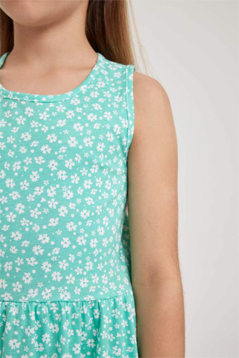 Girl Patterned Cotton Sleeveless Dress