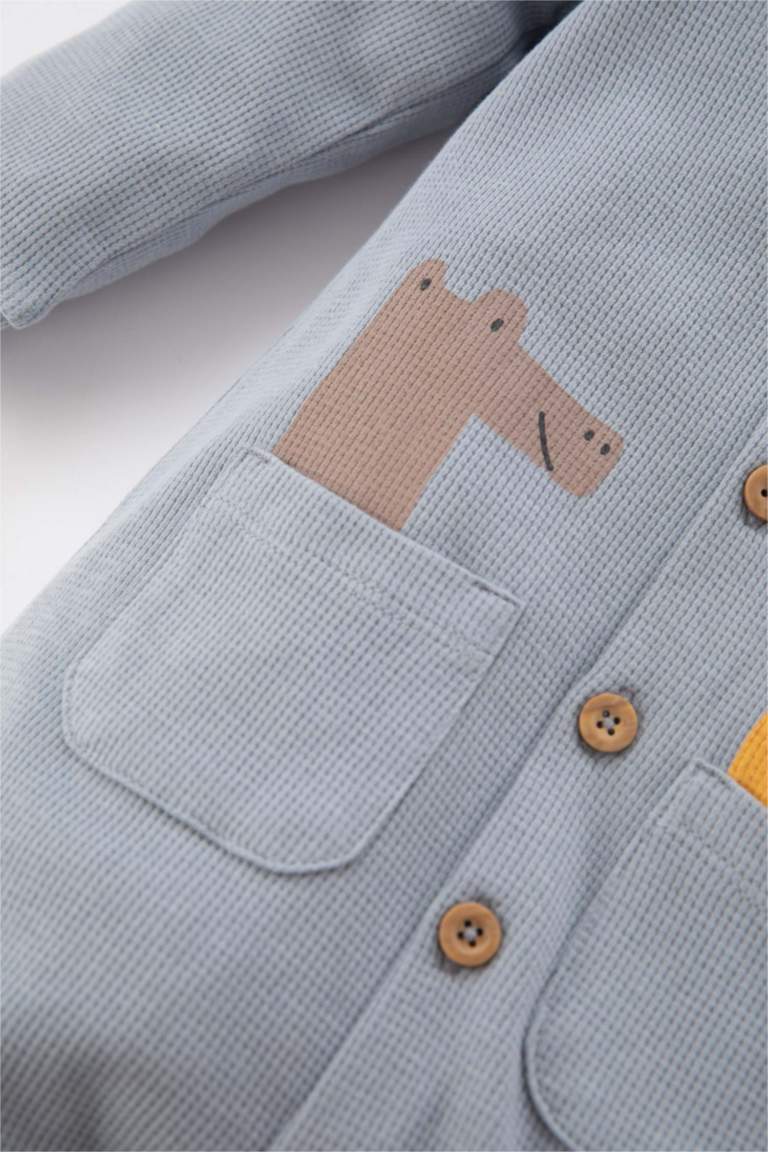 Blue BABY BOY Baby Boy Newborn Safari Printed Waffle Jumpsuit 2937793