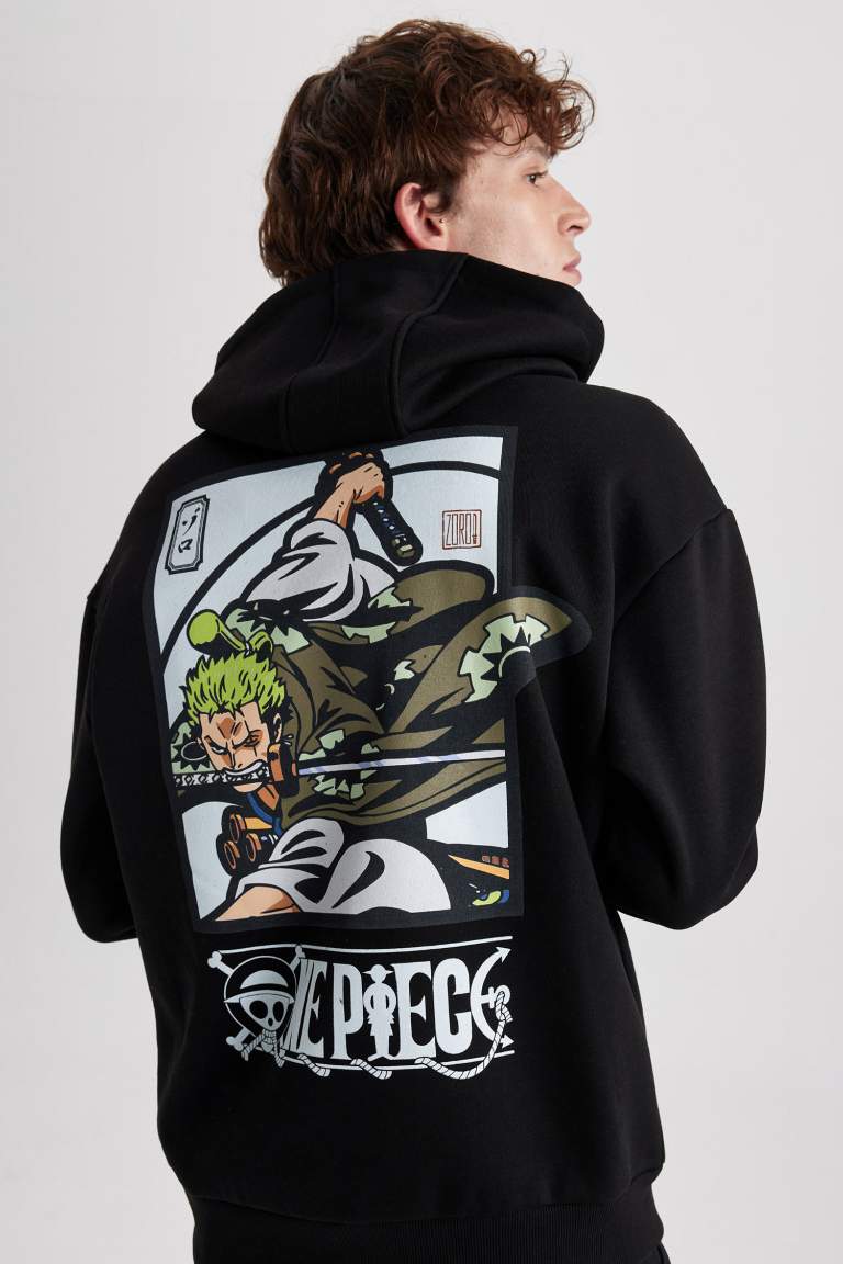 One Piece Oversize Geniş Kalıp Kapüşonlu Sırt Baskılı Sweatshirt