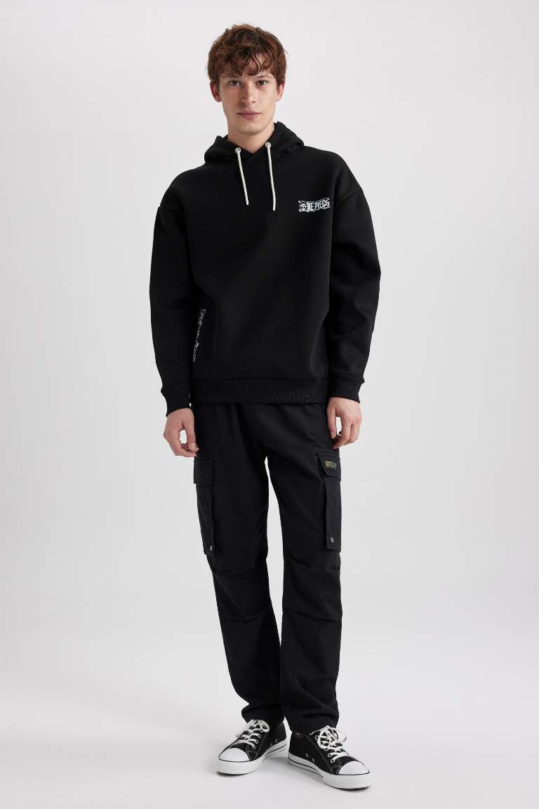 One Piece Oversize Geniş Kalıp Kapüşonlu Sırt Baskılı Sweatshirt