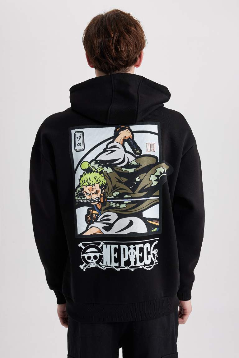 One Piece Oversize Geniş Kalıp Kapüşonlu Sırt Baskılı Sweatshirt