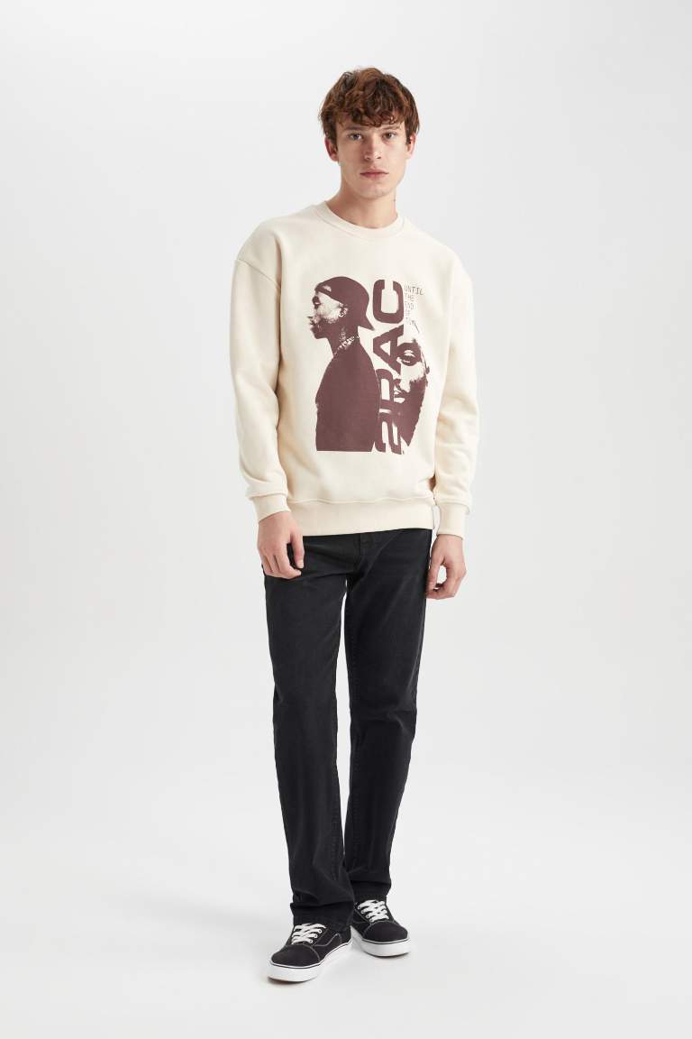 Світшот боксі фіт з круглим вирізом Tupac з принтом для чоловіків