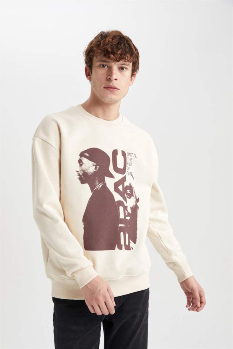 Світшот боксі фіт з круглим вирізом Tupac з принтом для чоловіків