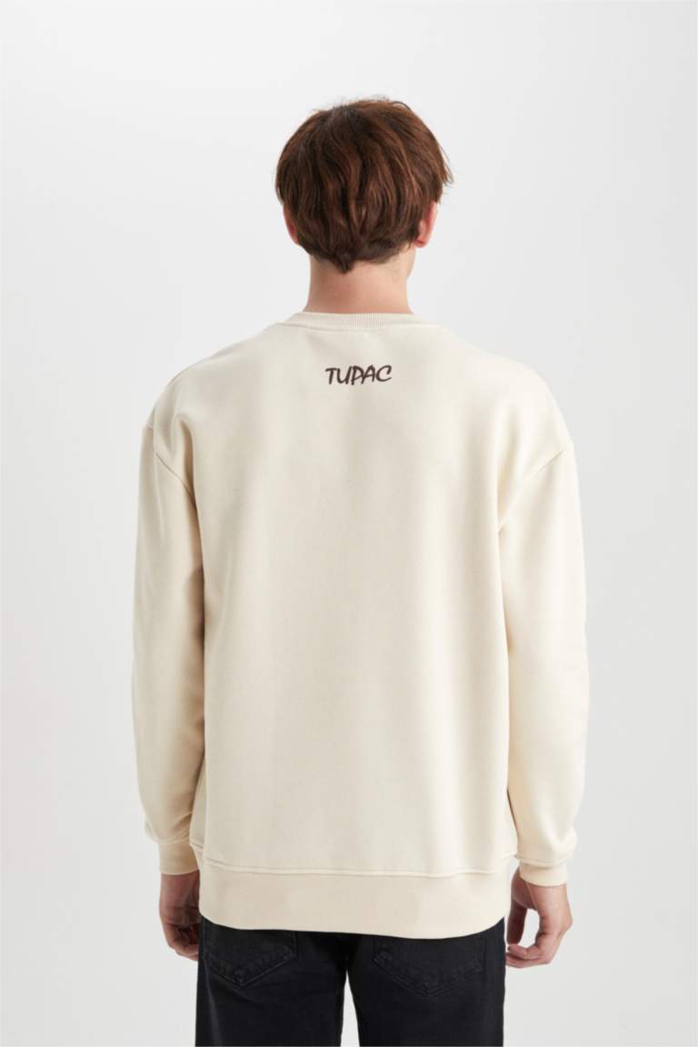 Світшот боксі фіт з круглим вирізом Tupac з принтом для чоловіків