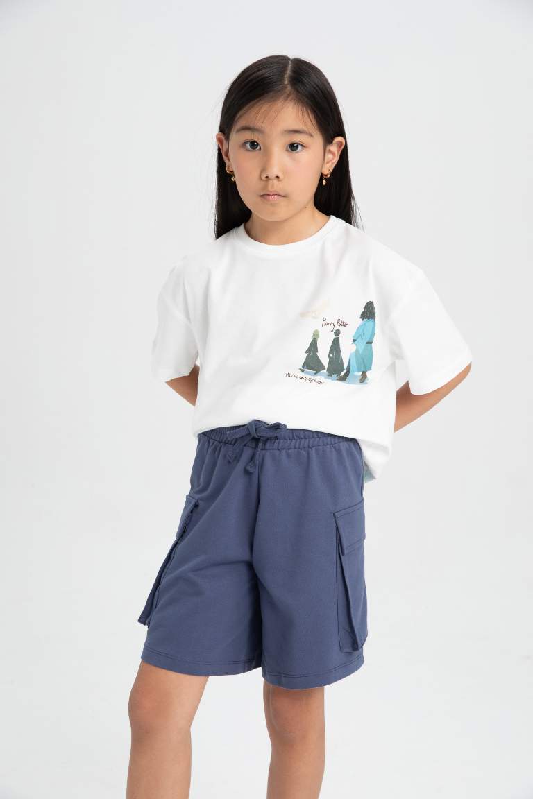 Girl Cargo Fit Sweatshirt Fabric Shorts