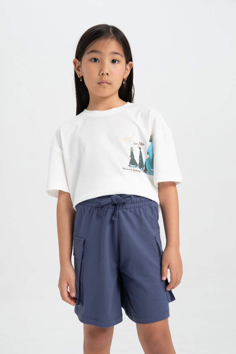 Girl Cargo Fit Sweatshirt Fabric Shorts