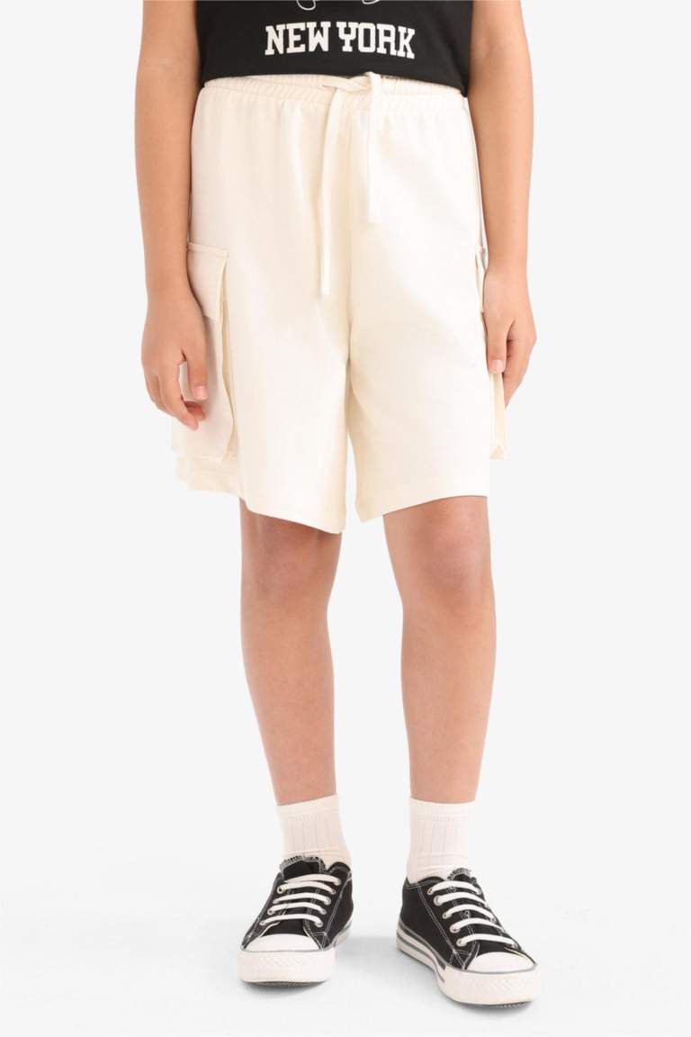 شورت كارجو فيت بناتي قماش رقيق