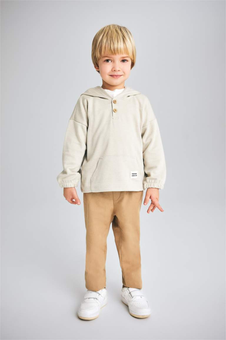 Erkek Bebek Regular Fit Kapüşonlu Jakarlı Sweatshirt