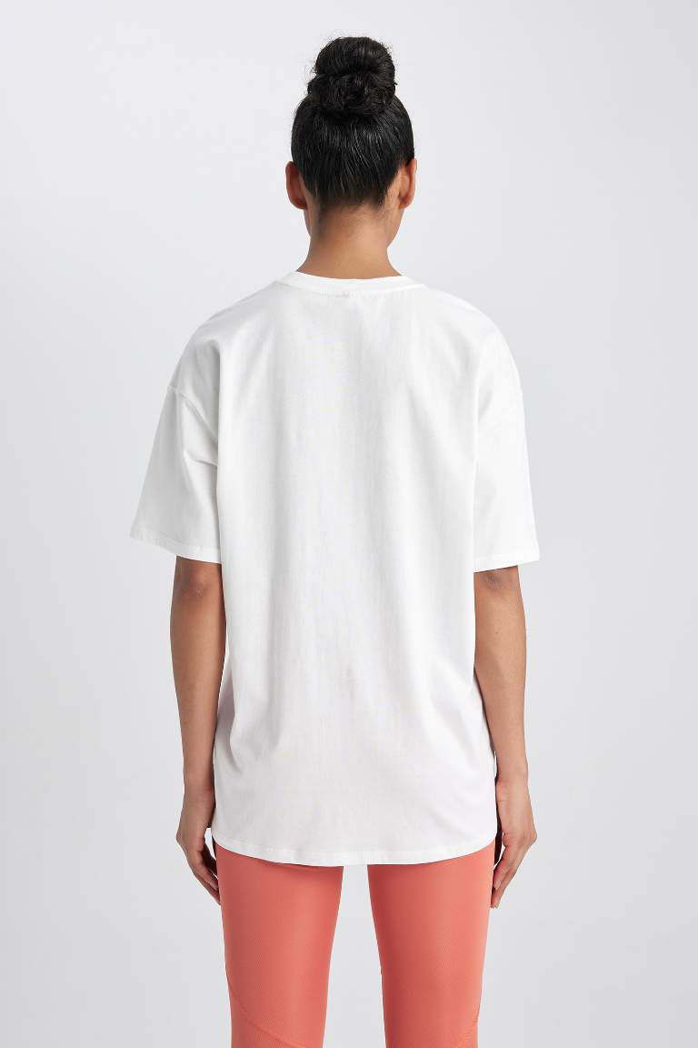 Oversize Fit Crew Neck Slogan Short Sleeve T-Shirt