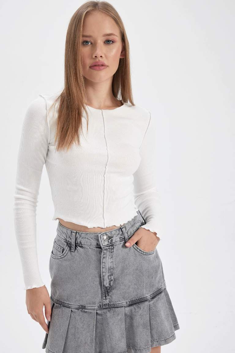 Coool Fitted Fitilli Kaşkorse Uzun Kollu Tişört