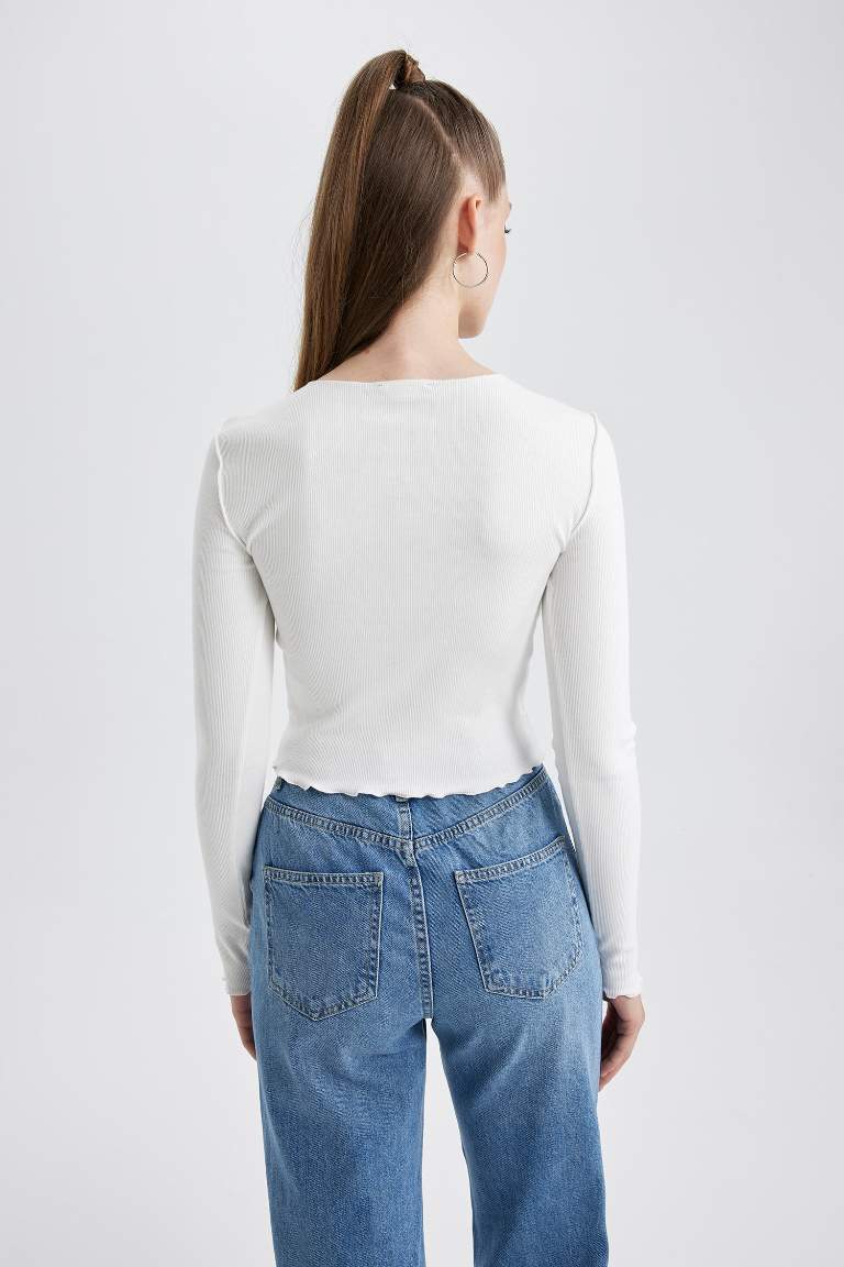 Coool Fitted Fitilli Kaşkorse Uzun Kollu Tişört