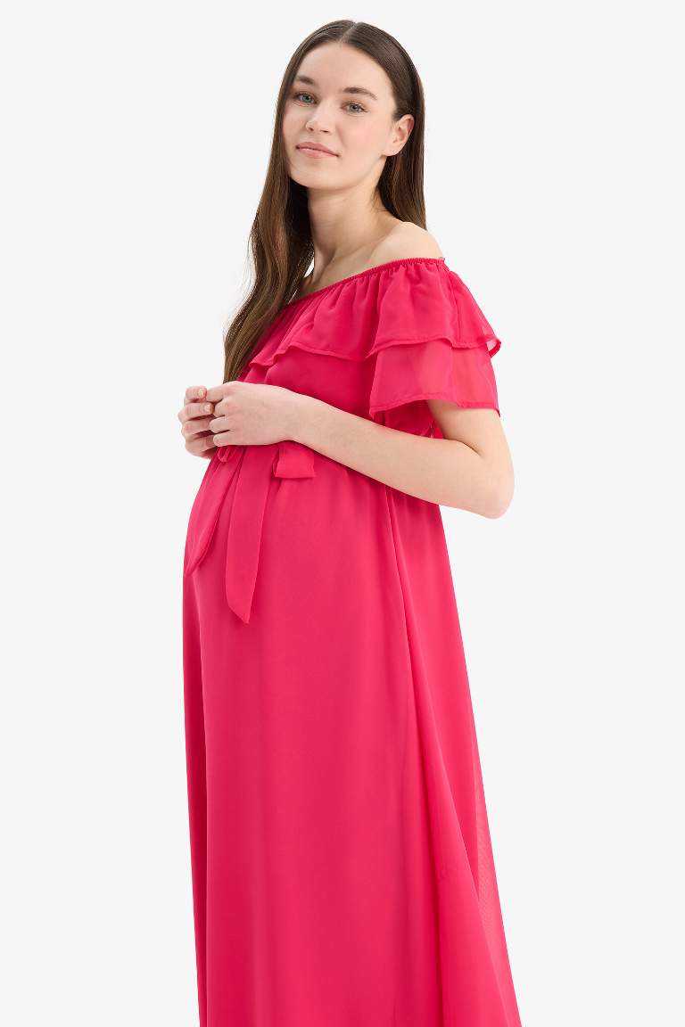 Short Sleeve Long Maternity Dress