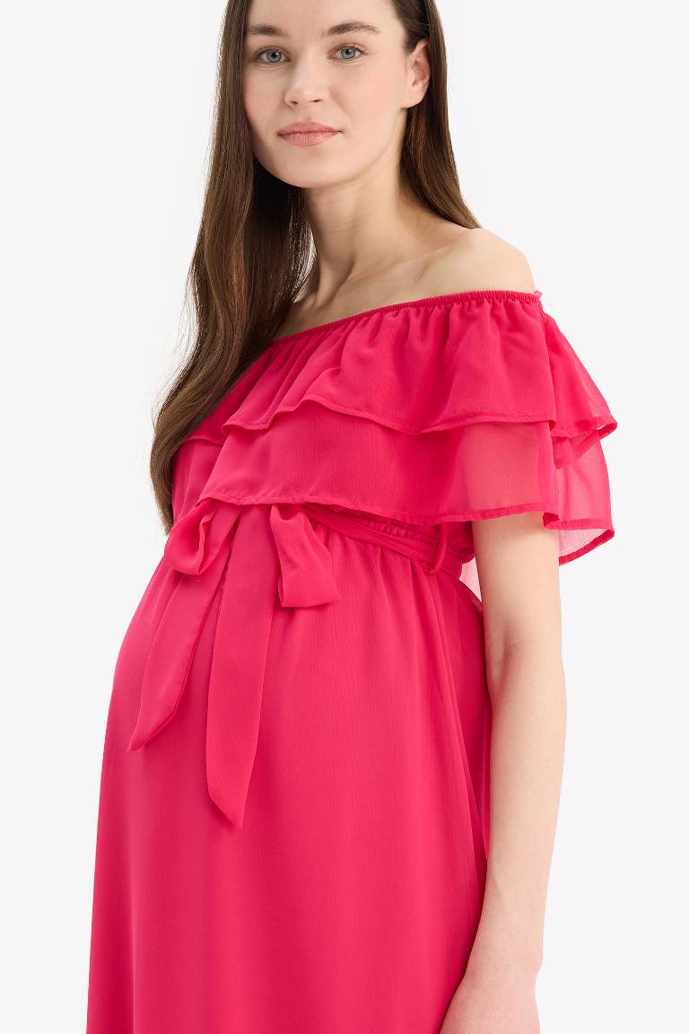 Short Sleeve Long Maternity Dress