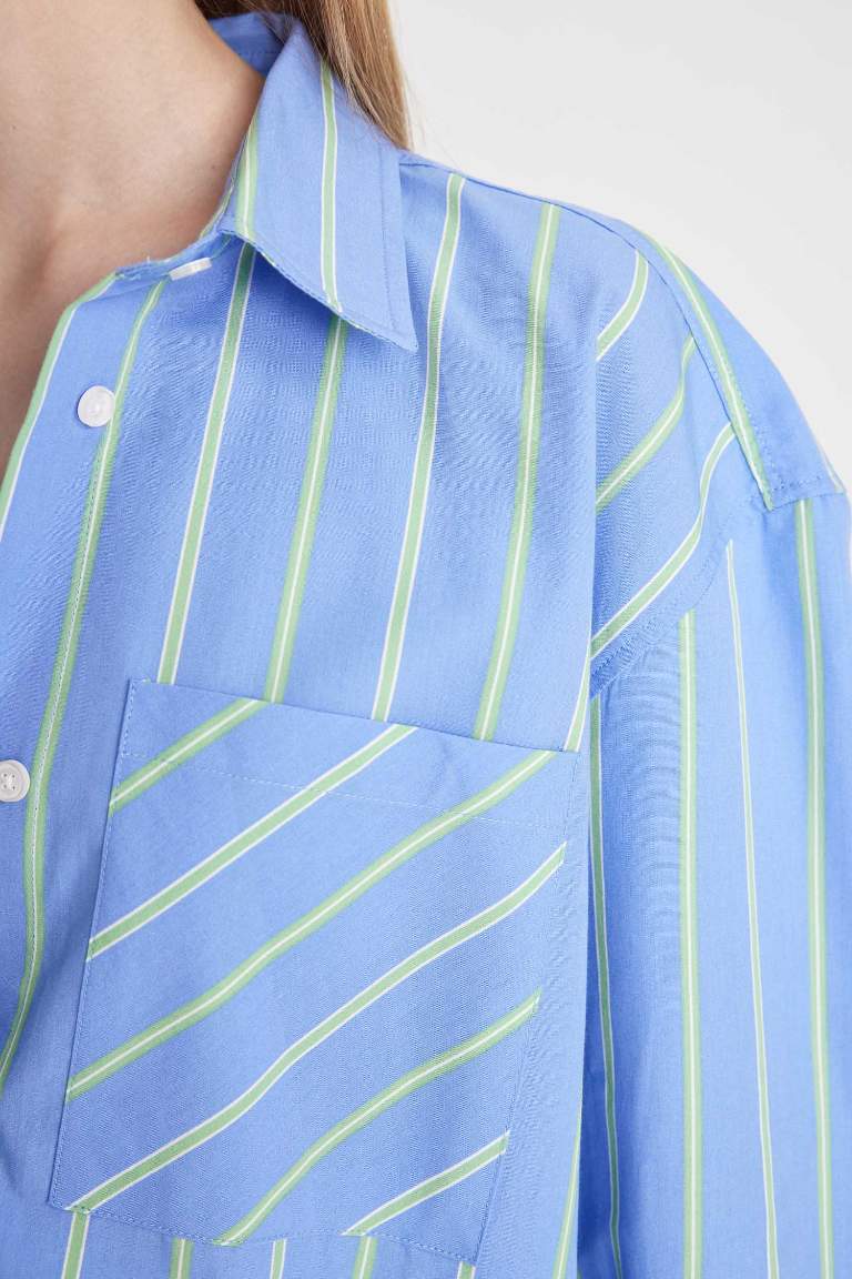 Oversize Fit Poplin Striped Shirt