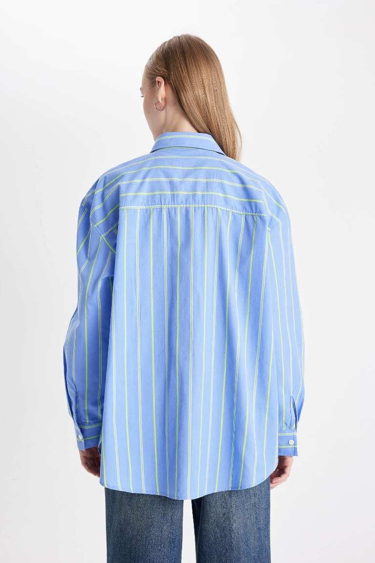 Oversize Fit Poplin Striped Shirt