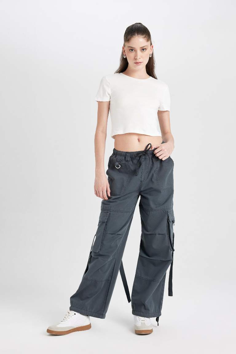 Брюки базовые Wide Leg со средней талией из габардина, Coool