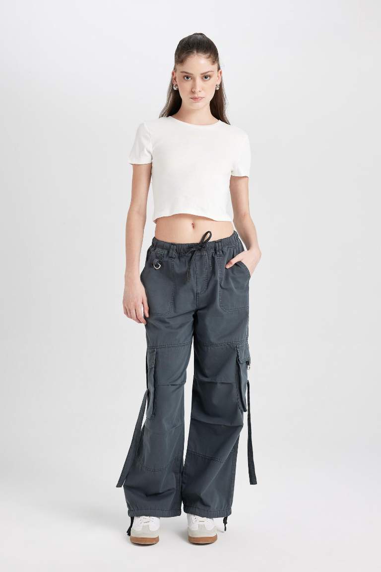 Брюки базовые Wide Leg со средней талией из габардина, Coool