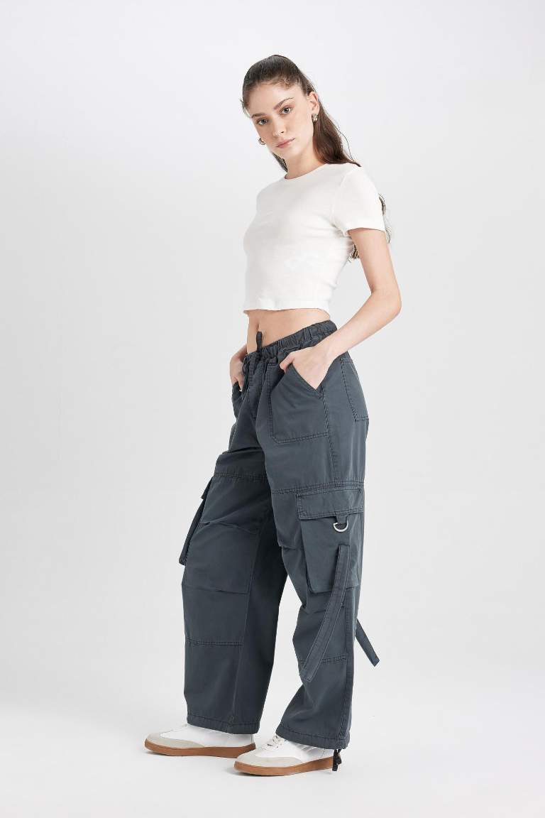 Брюки базовые Wide Leg со средней талией из габардина, Coool