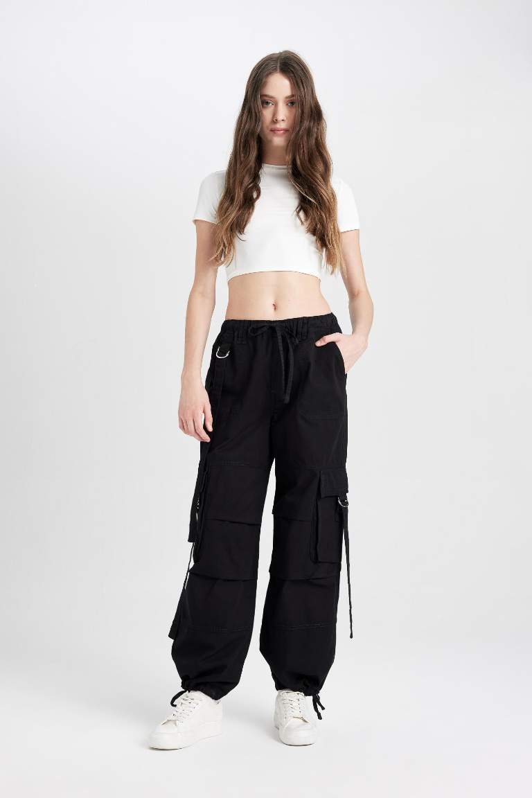 Брюки базовые Wide Leg со средней талией из габардина, Coool