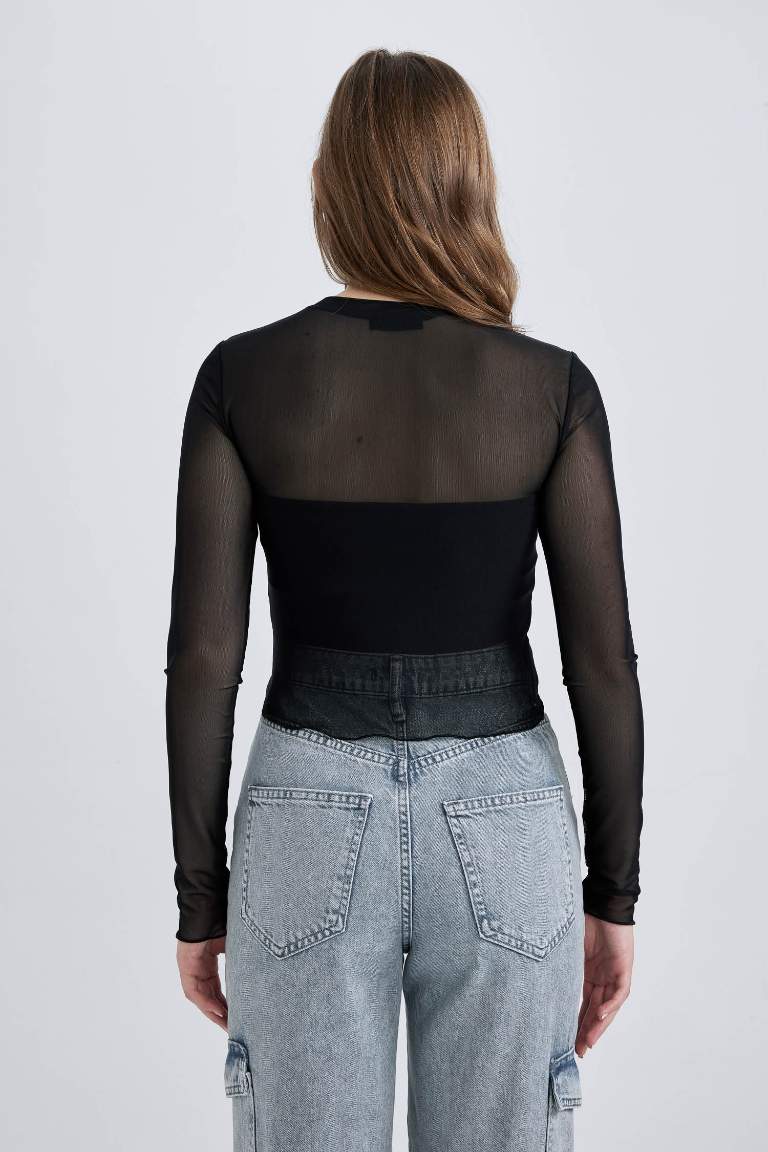 Coool Fitted Tül Uzun Kollu Tişört