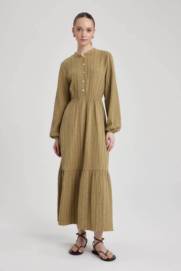 Khaki WOMAN Muslin Long Sleeve Dress 2905628 | DeFacto