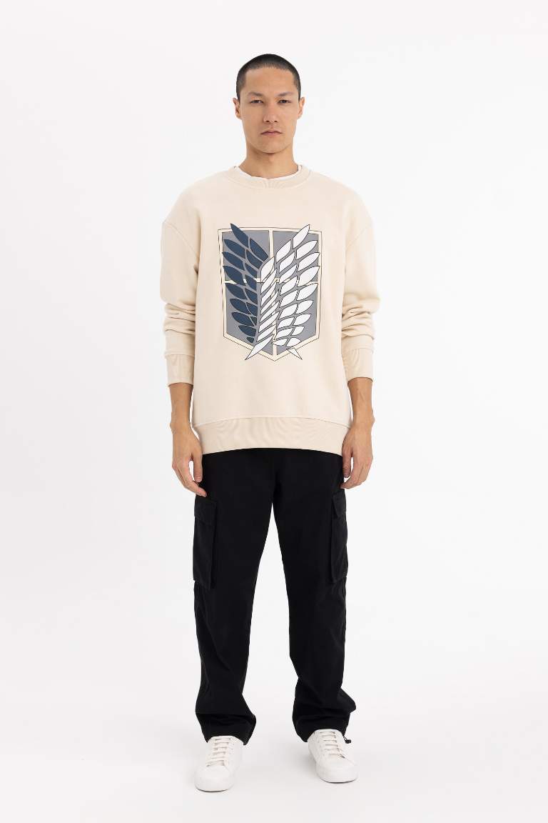 Attack on Titan Boxy Fit Bisiklet Yaka Sırt Baskılı Sweatshirt