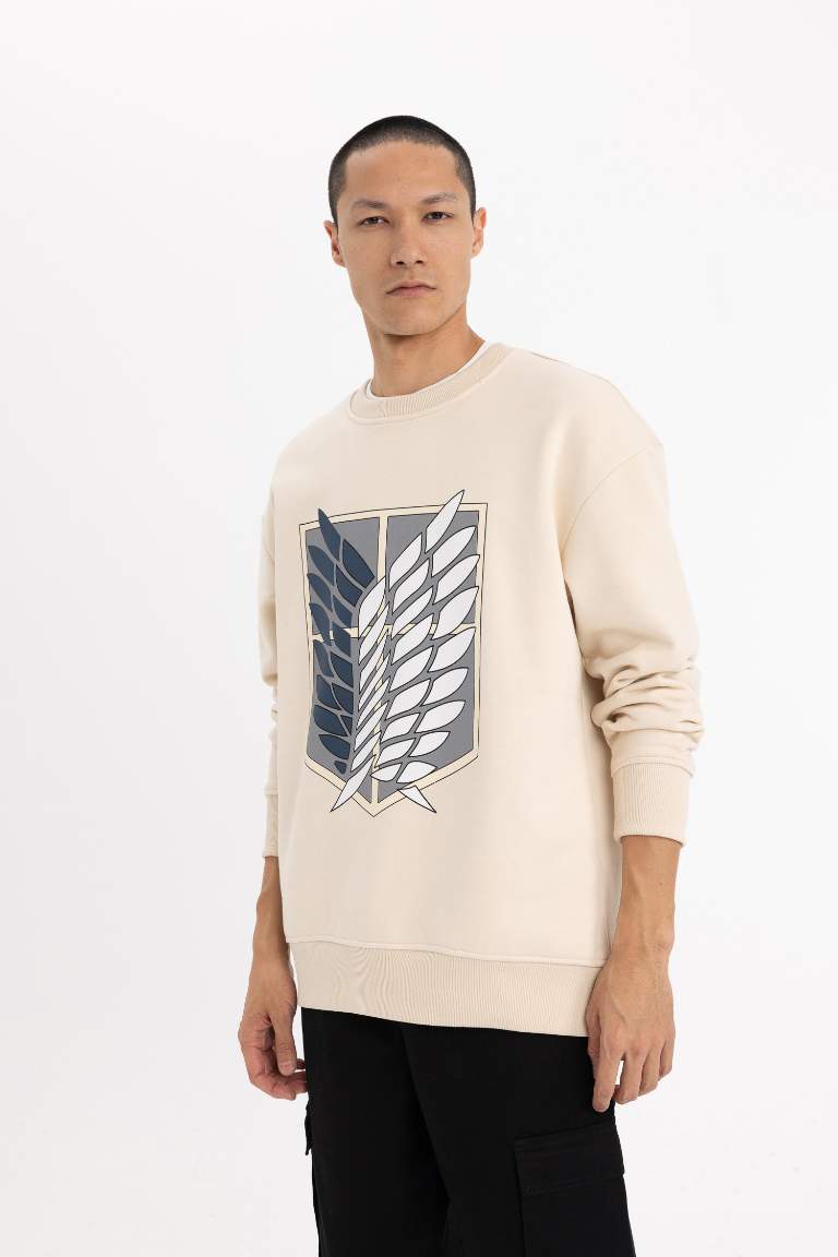 Attack on Titan Boxy Fit Bisiklet Yaka Sırt Baskılı Sweatshirt